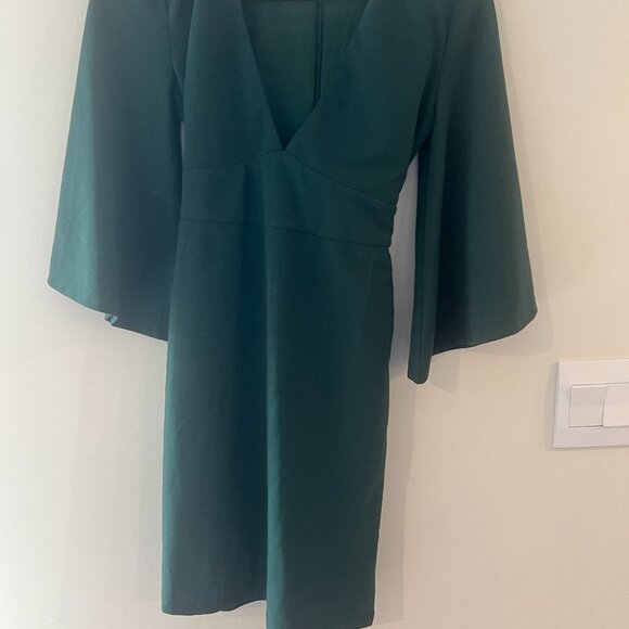 Lulus Glimpse of Glamour Forest Green Bell Sleeve Bodycon Mini Dress | Size S - Picture 9 of 15
